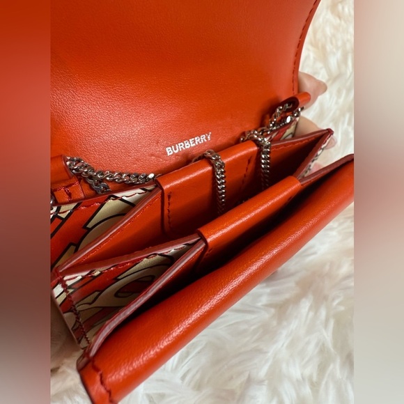 Burberry Calfskin Monogram Jessie Chain Card Case Vermillion 2019 - Picture 7 of 9
